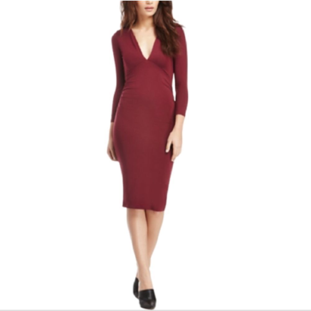 LOVERS + FRIENDS Burgundy Heartache Midi Bodycon Dress Size S